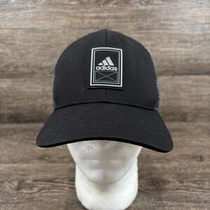 Adidas Hat Cap Snap Back Black Mesh Trucker Patch Mens Athletic Sports Logo